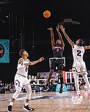 Winston-Salem State University’s Samage Teel hits the game winner to beat Virginia Union University during the CIAA Tournament last weekend in Baltimore.