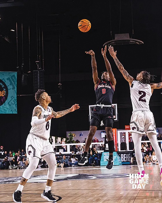 Winston-Salem State University’s Samage Teel hits the game winner to beat Virginia Union University during the CIAA Tournament last weekend in Baltimore.