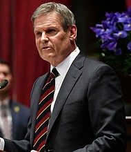 Tennessee Governor Bill Lee, here in Nashville on February 6, has said he will sign the bill that aims to restrict drag performances on public property.
Mandatory Credit:	Mark Zaleski/AP
