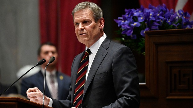 Tennessee Governor Bill Lee, here in Nashville on February 6, has said he will sign the bill that aims to restrict drag performances on public property.
Mandatory Credit:	Mark Zaleski/AP