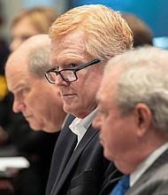 Alex Murdaugh listens as prosecutor Creighton Waters makes closing arguments during his double murder trial at the Colleton County Courthouse on Wednesday, March 1, in Walterboro, South Carolina.
Mandatory Credit:	Joshua Boucher/The State/AP