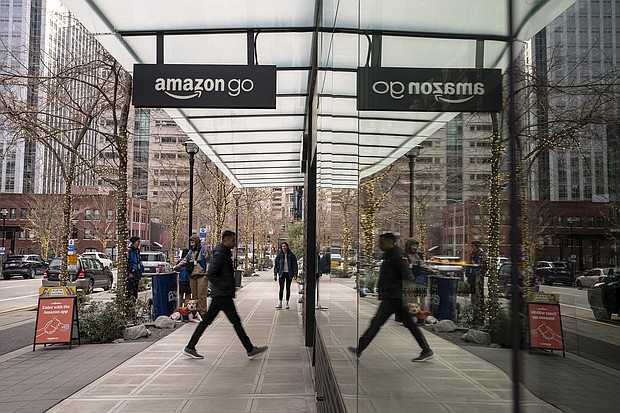 Amazon is permanently closing eight of its 29 Amazon Go convenience stores. Pictured is an Amazon Go store in Seattle, Washington, on January 19.
Mandatory Credit:	David Ryder/Bloomberg/Getty Images
