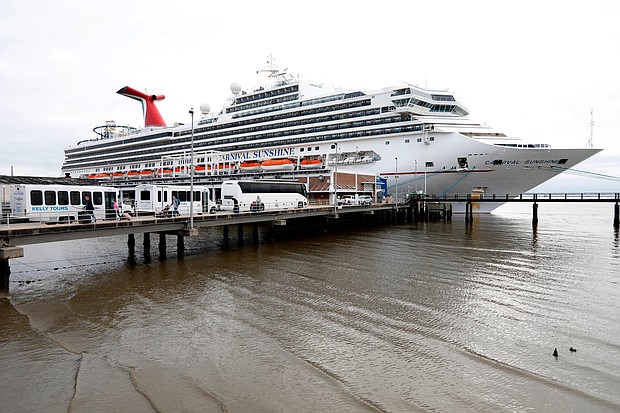 The woman was found unresponsive during the ship's February 27 voyage to Nassau, Bahamas, according to the FBI. Pictured is a Carnival Sunshine cruise ship in Charleston, South Carolina, in March 2020.
Mandatory Credit:	Mic Smith/AP/File