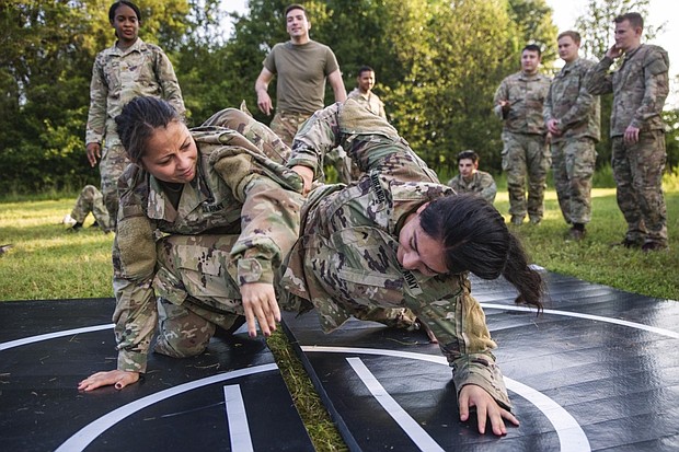 Soldiers conduct Modern Army Combatives training at Fort George G. Meade, Md., July 22, 2022. (U.S. Army photo by Sgt. Henry Villarama)