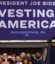 President Joe Biden talks about his proposed FY2023 federal budget during an event at the Finishing Trades Institute on March 9 in Philadelphia, Pennsylvania.
Mandatory Credit:	Chip Somodevilla/Getty Images