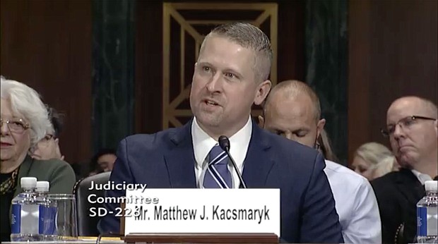"Across the ideological spectrum, the public is intensely interested in this case," the organizations wrote in their letter to US District Judge Matthew Kacsmaryk, pictured here at his nomination hearing on Capitol Hill in 2017.
Mandatory Credit:	From the Senate Judiciary Committee
