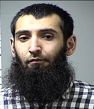 Sayfullo Saipov was arrested after allegedly driving a pickup truck on a bike path in lower Manhattan, killing 8 people and injuring 12 on October 31, 2017.
Mandatory Credit:	St. Charles County Department of Corrections via Getty Images