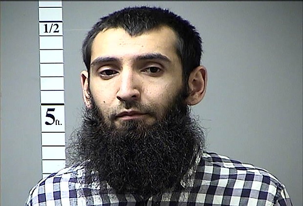 Sayfullo Saipov was arrested after allegedly driving a pickup truck on a bike path in lower Manhattan, killing 8 people and injuring 12 on October 31, 2017.
Mandatory Credit:	St. Charles County Department of Corrections via Getty Images