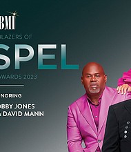 2023 BMI Trailblazers of Gospel Music honorees Tamela & David Mann and Dr. Bobby Jones. PRNewsfoto/Broadcast Music, Inc.