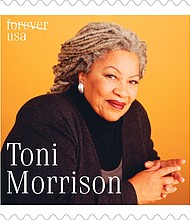 This image released by the USPS shows a forever stamp featuring Nobel laureate Toni Morrison.
Mandatory Credit:	USPS via AP