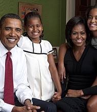 Former first lady Michelle Obama, 2nd right, said her family felt an enhanced sense of responsibility during their time in the White House as the first Black first family in American history.
Mandatory Credit:	Annie Leibovitz/The White House/Getty Images