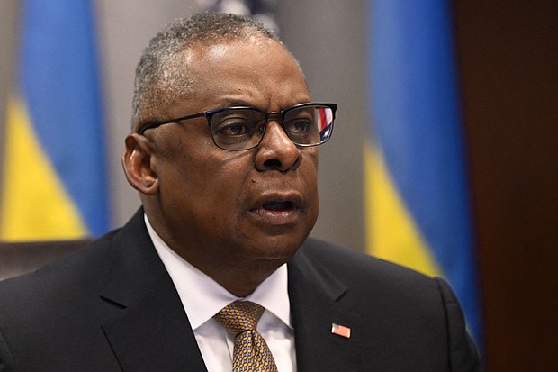 Defense Secretary Lloyd Austin vowed on March 15 that US aircraft will continue to "fly and to operate wherever international law allows," one day after Russian aircraft hit a US drone over the Black Sea, forcing it to be brought down in international waters.
Mandatory Credit:	Andrew Caballero-Reynolds/Pool/AFP/Getty Images