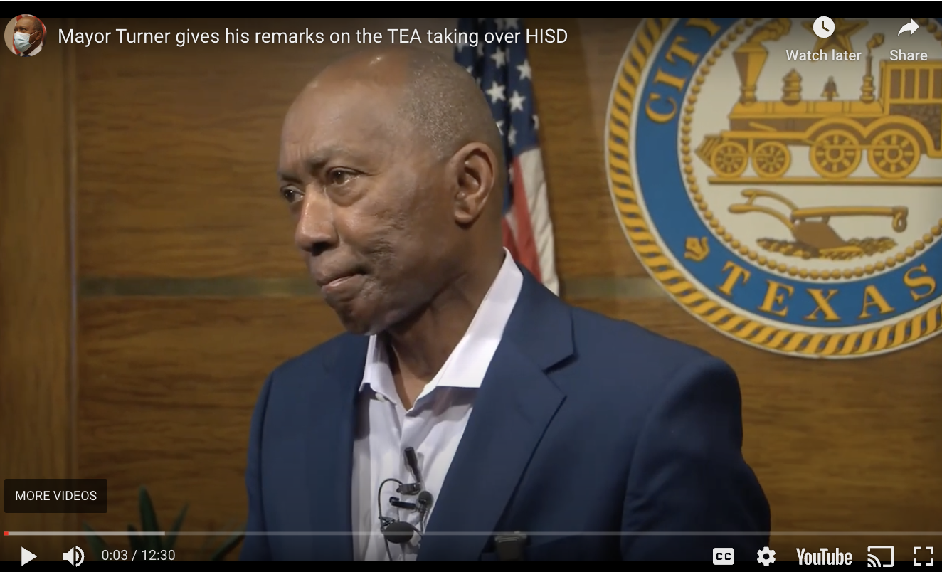 Mayor Turner's Statement on TEA Takeover of the Houston Independent ...