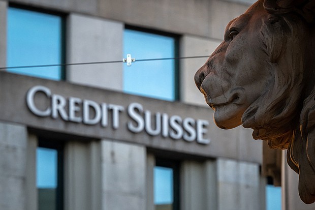 Credit Suisse said it would borrow up to 50 billion Swiss francs ($53.7 billion) from the Swiss National Bank, taking advantage of a lifeline late March 15 after its stock crashed as much as 30%.
Mandatory Credit:	Fabrice Coffrini/AFP/Getty Images
