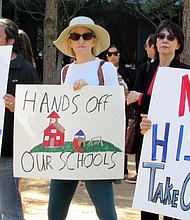 Demonstrators protest on March 3 against the Texas Education Agency's proposed takeover of the Houston Independent School District.
Mandatory Credit:	Juan A. Lozano/AP
