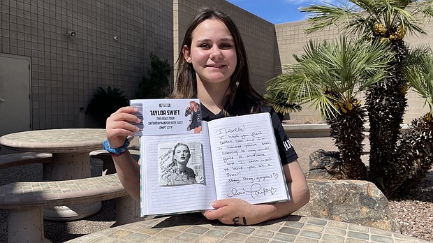 It’s a surprise of a lifetime. On Saturday, 13-year-old Isabella McCune will enjoy the second night of Taylor Swift’s Eras Tour in Glendale, thanks to the popstar’s promise she made to her five years ago.
Mandatory Credit:	KNXV