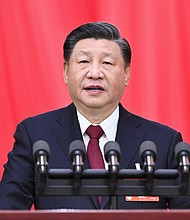 Chinese President Xi Jinping, also general secretary of the Communist Party of China Central Committee and chairman of the Central Military Commission, delivers a speech at the closing meeting of the first session of the 14th National People's Congress NPC at the Great Hall of the People in Beijing, capital of China, March 13, 2023.
Mandatory Credit:	Yan Yan/Xinhua/Getty Images
