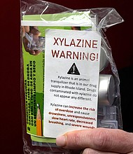 A fentanyl drug testing kit warns about the dangers of xylazine, which is not yet detectable in street testing.
Mandatory Credit:	Kris Craig/The Providence Journa/USA Today Network/FILE