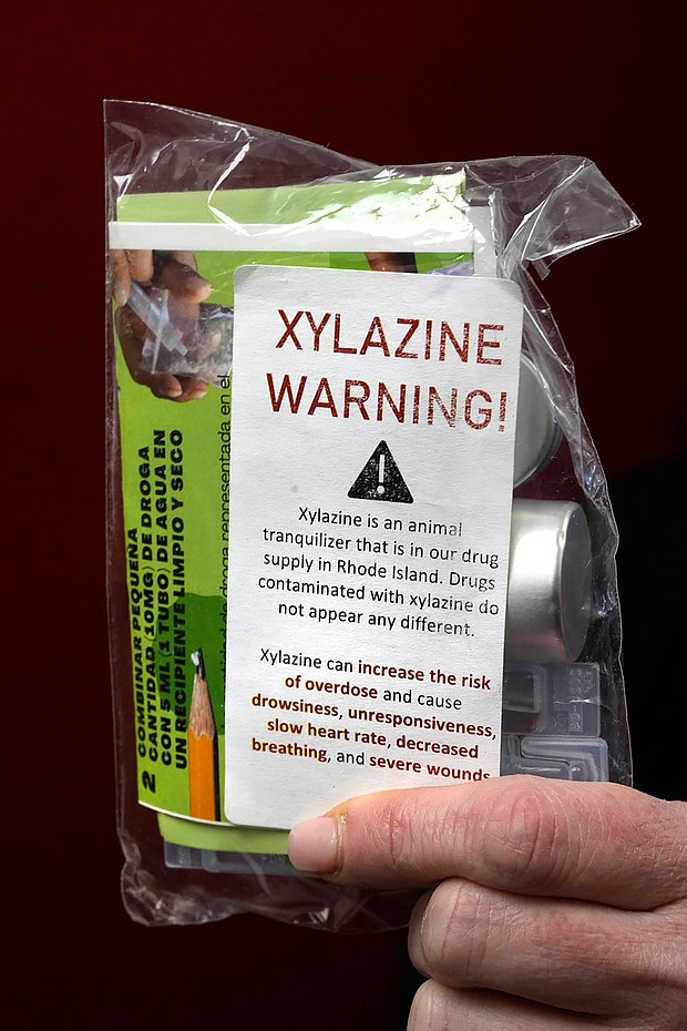 A fentanyl drug testing kit warns about the dangers of xylazine, which is not yet detectable in street testing.
Mandatory Credit:	Kris Craig/The Providence Journa/USA Today Network/FILE