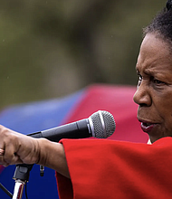Rep. Sheila Jackson Lee, D-Houston, speaks at a Washington, D.C., rally in support of the Senate passing a federal assault weapons ban on Friday, March 24. Credit: Julia Nikhinson for The Texas Tribune