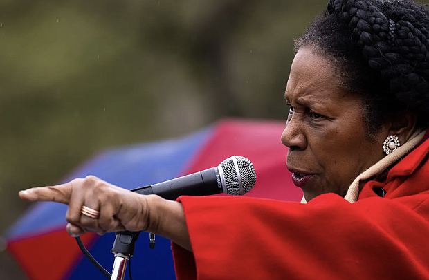 Rep. Sheila Jackson Lee, D-Houston, speaks at a Washington, D.C., rally in support of the Senate passing a federal assault weapons ban on Friday, March 24. Credit: Julia Nikhinson for The Texas Tribune
