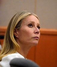 Gwyneth Paltrow is seen in a Utah courtroom on March 22 during a trial over a 2016 ski collision.
Mandatory Credit:	Rick Bowmer/Pool/AP