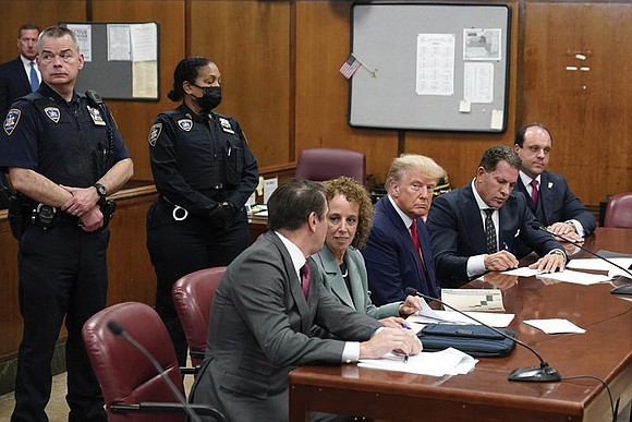 A stone-faced Donald Trump made a momentous courtroom appearance Tuesday when he was confronted with a 34-count felony indictment charging ...