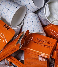 Used boxes of Mifepristone pills, the first drug used in a medical abortion.
Mandatory Credit:	Evelyn Hockstein/Reuters/File