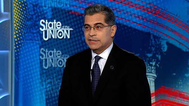 Health and Human Services secretary Xavier Becerra speaks with CNN on Sunday, April 9.
Mandatory Credit:	CNN