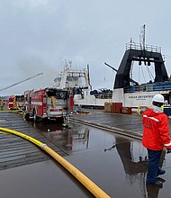 The fishing vessel Kodiak Enterprise caught fire early Saturday morning while moored in the Hylebos Waterway in Tacoma.
Mandatory Credit:	From @USCGPacificNW/Twitter