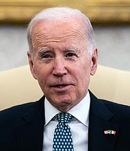 President Joe Biden holds a bilateral meeting with H.E. Leo Varadkar, Taoiseach of Ireland, in the Oval Office of the White House, in Washington, on March 17.
Mandatory Credit:	Al Drago/The New York Times/Redux