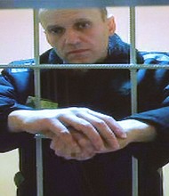 Team members of Russian opposition leader Alexei Navalny, pictured here in court in Moscow in 2022, fear that he may have been poisoned again.
Mandatory Credit:	Evgenia Novozhenina/Reuters/FILE