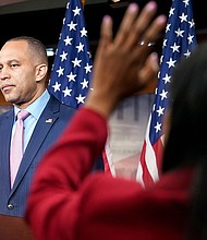 Hakeem Jeffries' office maintained his record in public service was one of "bringing communities together" and said he did not share his uncle's views.
Mandatory Credit:	Mariam Zuhaib/AP
