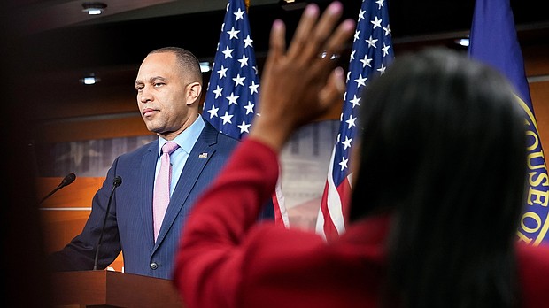Hakeem Jeffries' office maintained his record in public service was one of "bringing communities together" and said he did not share his uncle's views.
Mandatory Credit:	Mariam Zuhaib/AP
