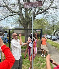 Harold “Jug” Harris, a coach and mentor at the Salvation Army Boys and Girls Club, is honored with an honorary street naming at 36th and R streets on April 6. Mr. Harris has been with the club for 40 years and also is the former coach of the Maggie Walker High School boys’ basketball team and the Armstrong High School girls’ basketball team.