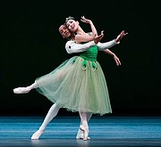 Houston Ballet Principal Soo Youn Cho and First Soloist Harper Watters in Emeralds. Choreography by George Balanchine, © The George Balanchine Trust. Photo by Lawrence Elizabeth Knox (2022). Courtesy of Houston Ballet.