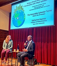 To start Day One, Mayor Turner participated in a conversation with Texas Tech University Professor of Political Science Katharine Hayhoe about climate change and his experience as the former Chair of Climate Mayors. a bipartisan network that has mobilized more than 750 U.S. mayors since 2014, demonstrating climate leadership through meaningful actions in their communities.
