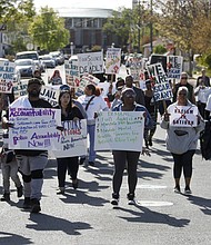 Community members march from Antioch police headquarters to City Hall in Antioch, California, on Tuesday, April 18.
Mandatory Credit:	Jane Tyska/Digital First Media/East Bay Times/Getty Images