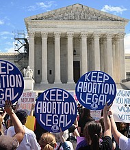 Demonstrators rally in support of abortion rights at the Supreme Court in Washington, DC, on April 15.
Mandatory Credit:	Andrew Caballero-Reynolds/AFP/Getty Images