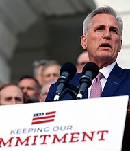 House Speaker Kevin McCarthy, here on April 17, and his top allies have changed their bill for raising the nation's borrowing limit in a bid to pass the package Wednesday.
Mandatory Credit:	Anna Moneymaker/Getty Images