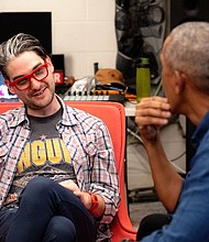 Luke Starcher and President Barack Obama in "Working: What We Do All Day."
Mandatory Credit:	Ben Solomon/Netflix
