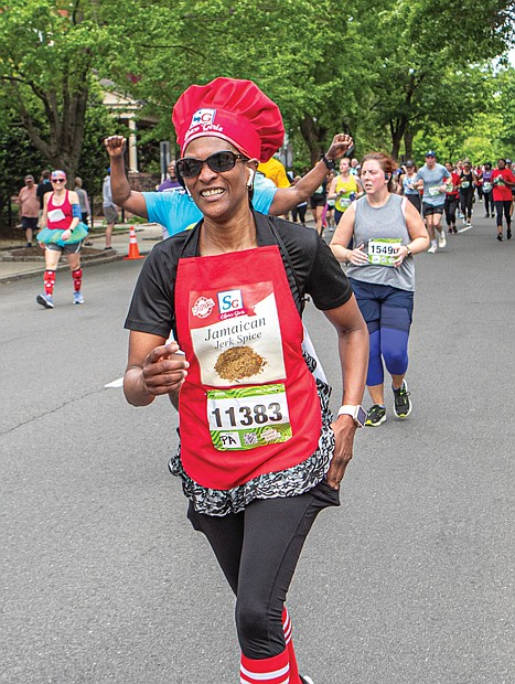 Thmeaka Traylor, sporting a Jamaican Jerk Sauce outfit, joined hundreds of other fierce runners for this annual event.