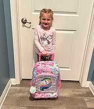 For Christmas, Seersha asked Santa for a unicorn suitcase to pack for her stay at the hospital.
Mandatory Credit:	courtesy Shayla Sulack