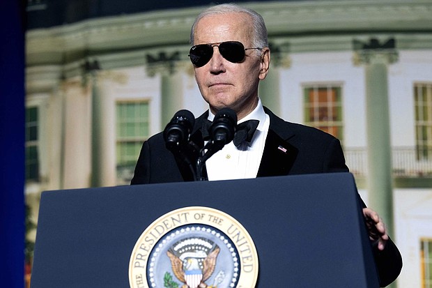 US President Joe Biden speaks during the White House Correspondents' Association dinner at the Washington Hilton in Washington, DC, April 29, 2023.
Mandatory Credit:	Saul Loeb/AFP/Getty Images