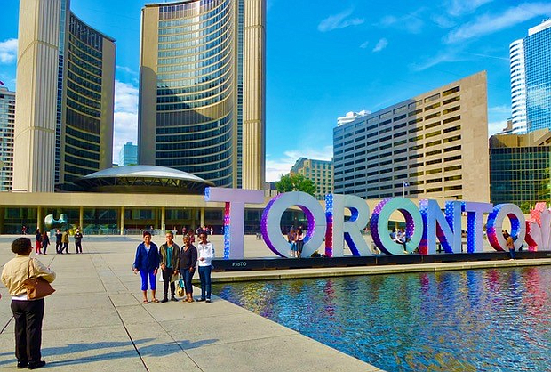 Nathan Phillips Square in Downtown Toronto photo by Dwight Brown