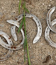 Discarded horseshoes are seen here in the barn area during the morning training for the Kentucky Derby at Churchill Downs on April 29. Officials from the Churchill Downs racetrack have described the recent deaths of four horses as "unacceptable."
Mandatory Credit:	Andy Lyons/Getty Images