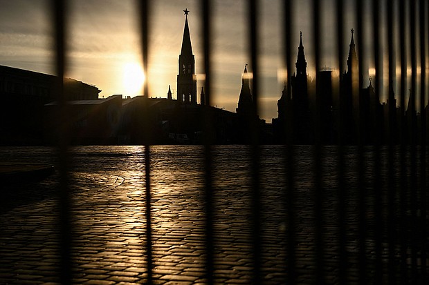 Moscow alleged on May 3 Ukraine flew two drones toward the Kremlin overnight in what it claims was an attempt to kill President Vladimir Putin. One of the Kremlin towers is seen through a fence on Red Square in central Moscow.
Mandatory Credit:	Kirill Kudryavtsev/AFP/Getty Images
