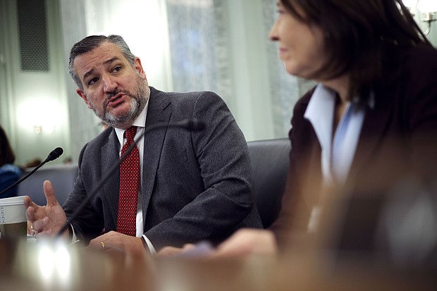 Ranking member Sen. Ted Cruz (R-TX) (2nd R) speaks during a hearing before Senate Commerce, Science and Transportation Committee at Russell Senate Office Building on Capitol Hill February 9, 2023 in Washington, DC.
Mandatory Credit:	Alex Wong/Getty Images