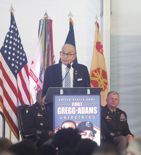 Lt. Gen. Arthur J. Gregg speaks to the audience at the Redesignation Ceremony.