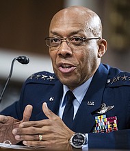 President Joe Biden is expected to name Gen. Charles Q. Brown Jr., the chief of the Air Force, as his choice for the next top US general, according to a source familiar with the matter.
Mandatory Credit:	Tom Williams/CQ Roll Call/AP